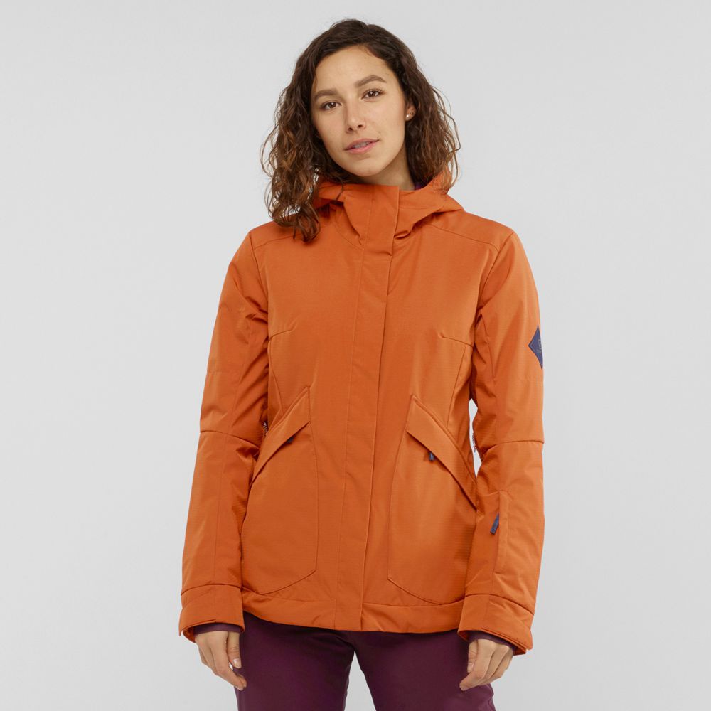 Salomon Singapore Womens Ski Jackets - SNOW REBEL Orange | 56942-ZPQF